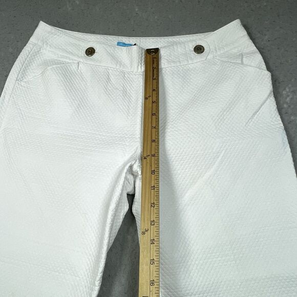 J.McLaughlin Quilted Texture Ankle Pants 100% Cotton Women’s Sz 12 White Waffle - Picture 6 of 15